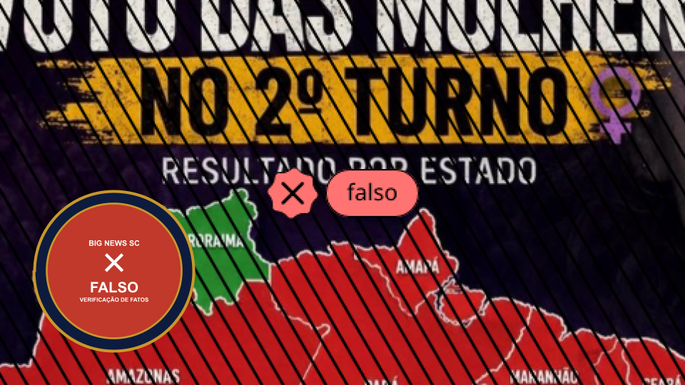 Mapa que alega mostrar votação feminina em 2022 é falso