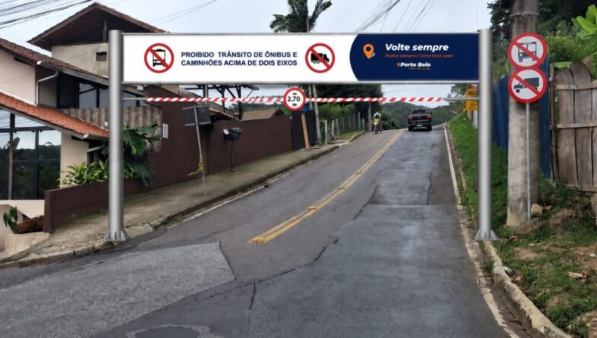 Morro de Zimbros é interditado para instalação de pórtico de restrição