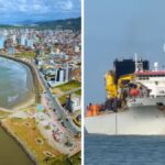 Praia do Gravatá em Navegantes recebe 'aspirador gigante' para alargamento