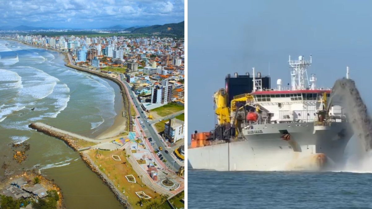 Praia do Gravatá em Navegantes recebe ‘aspirador gigante’ para alargamento