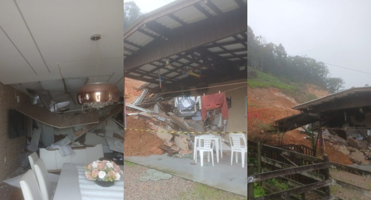 Chuva forte causa estragos em mais de 10 cidades de SC; mulher morre e filha fica ferida em deslizamento