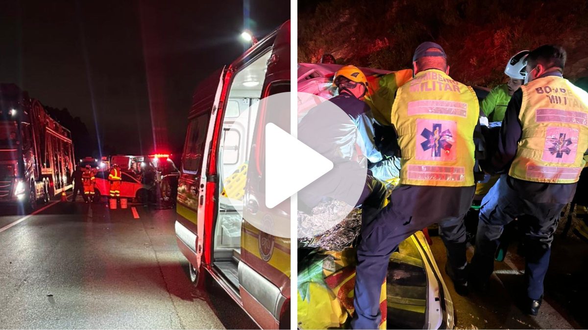 Colisão frontal na BR-101 deixa homem preso às ferragens em Palhoça