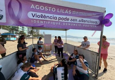 Itapema leva ações do Agosto Lilás para a Orla da Meia Praia