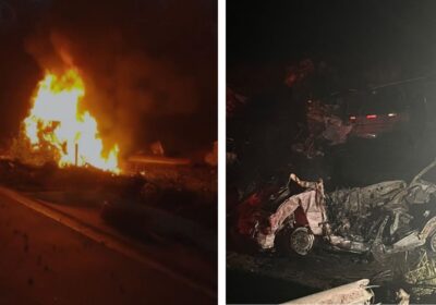 Pai e dois filhos morrem carbonizados em grave acidente na SC-305; motorista de caminhão também não resistiu