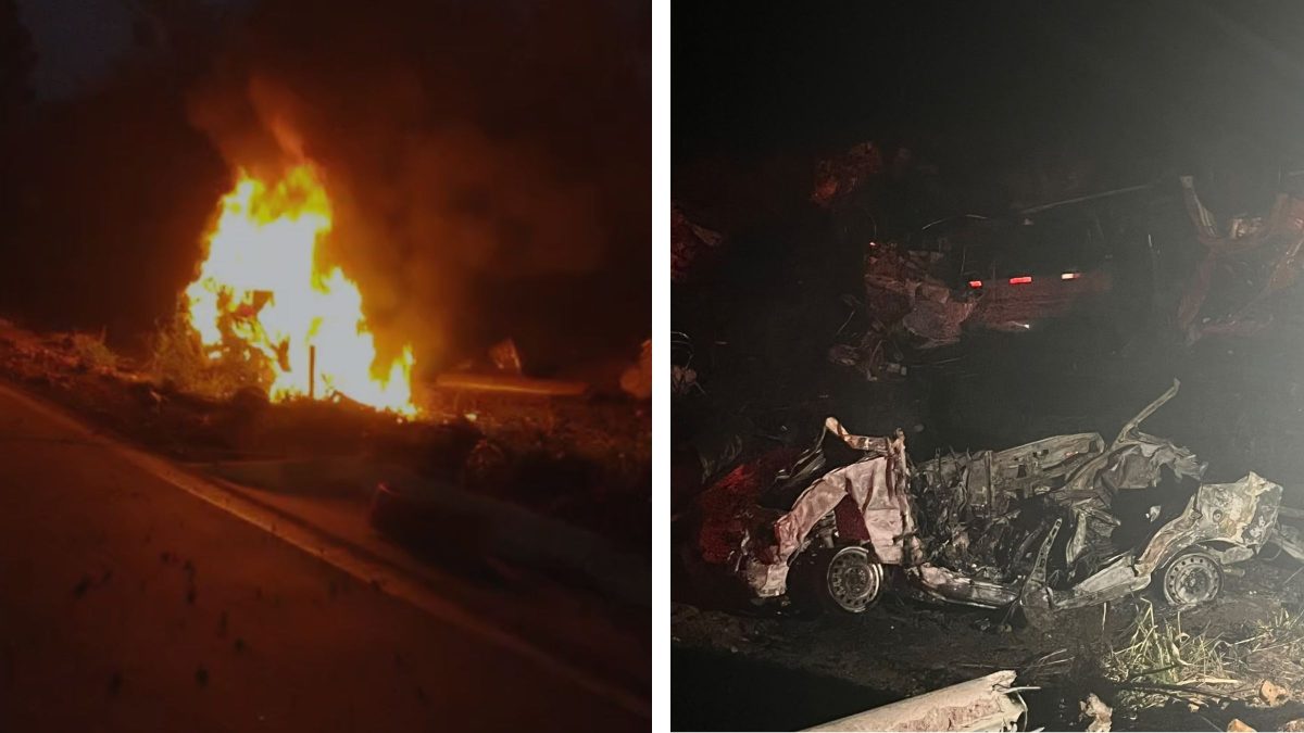 Pai e dois filhos morrem carbonizados em grave acidente na SC-305; motorista de caminhão também não resistiu