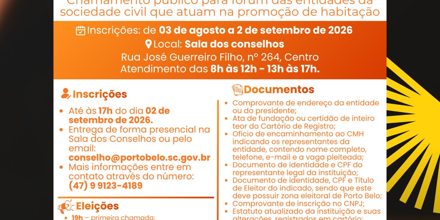 Porto Belo Seleciona Entidades para Conselho Municipal da Habitação