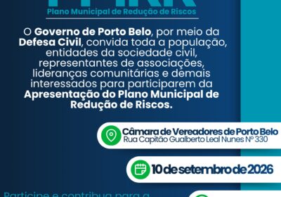 Porto Belo vai apresentar Plano Municipal de Redução de Riscos à população