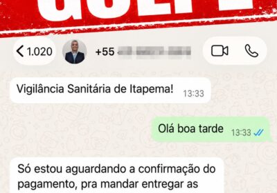 Vigilância Sanitária de Itapema alerta para golpe que usa nome do órgão no WhatsApp